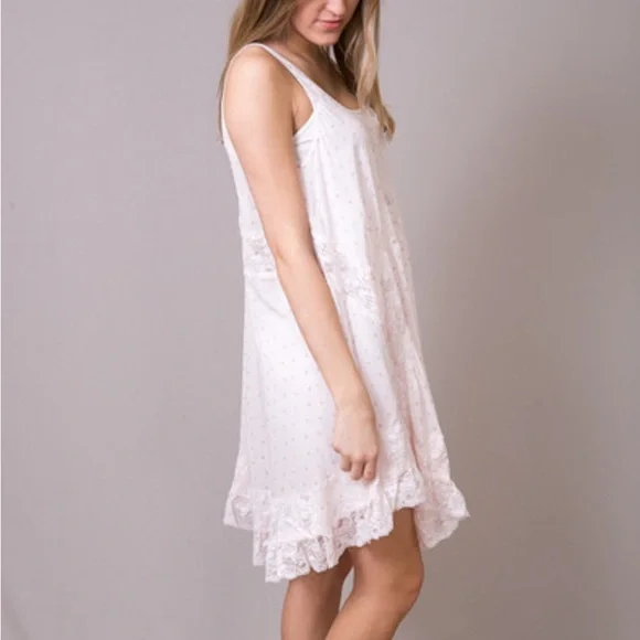 Free People She Swings Baby Pink Lace Dress Lace Hem Dress XS - Picture 4 of 4